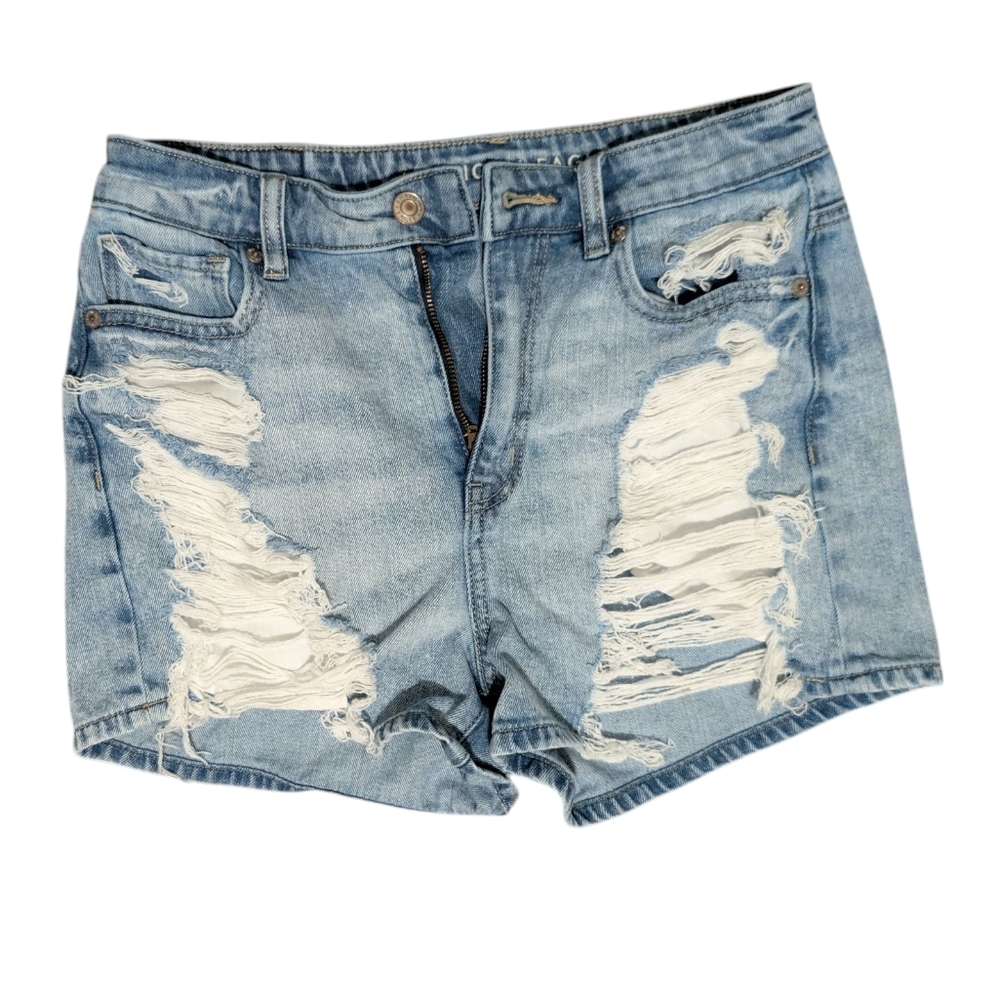 American Eagle Outfitters Light Blue Ripped Jean Shorts Distressed Streetwear